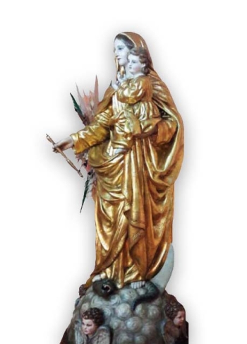 A estátua de Maria Auxiliadora venerada por São João Bosco e São Luís Orione