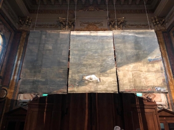Italie -  Dans la Basilique de Marie Auxiliatrice de Turin : inauguration de l'exposition de peinture "Exodus"