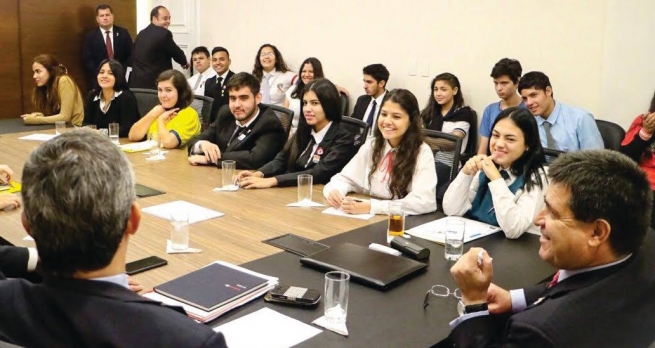 Paraguay - A student of the "Salesianito" Institute participating in a meeting on  the educational emergency