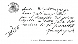 Italy - A receipt from 1846: proof of the birth of the new oratory in the Pinardi house