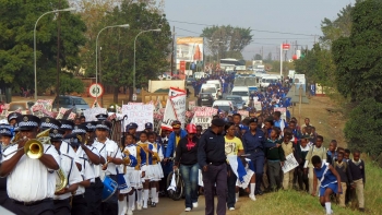 Swaziland - Thousands of young people in a march against violence towards women